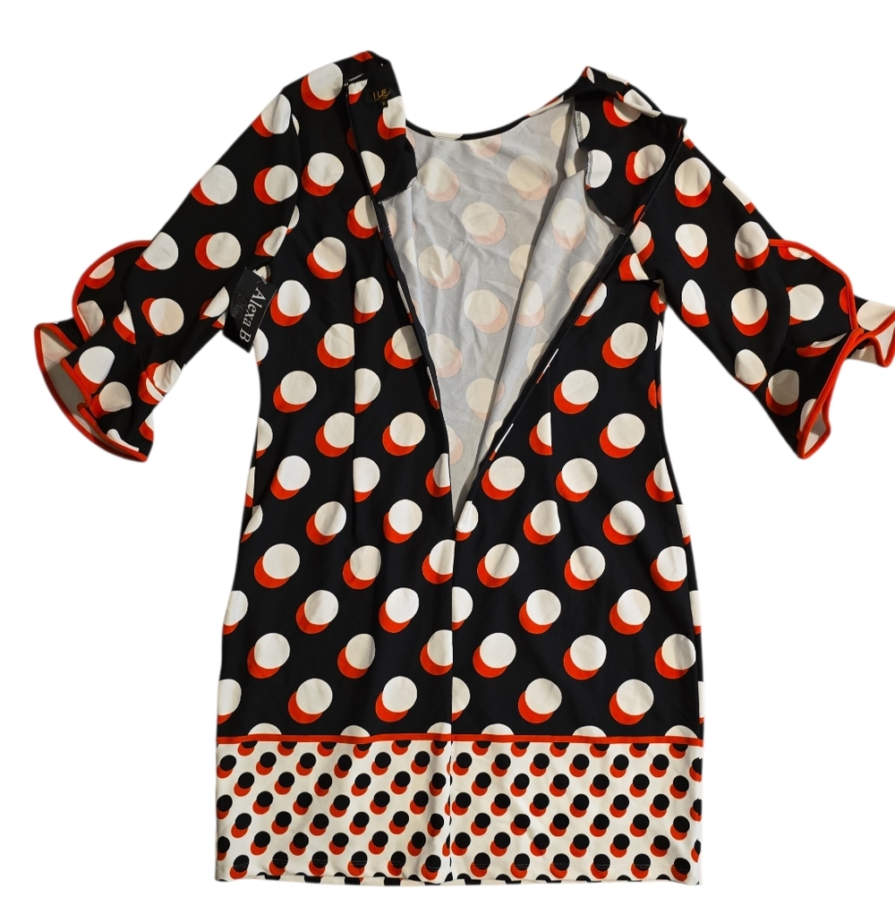 Alexa B. Nites Stylish Polka Dot Midi Dress - Black, White, and Red Size 18 - Picture 7 of 8